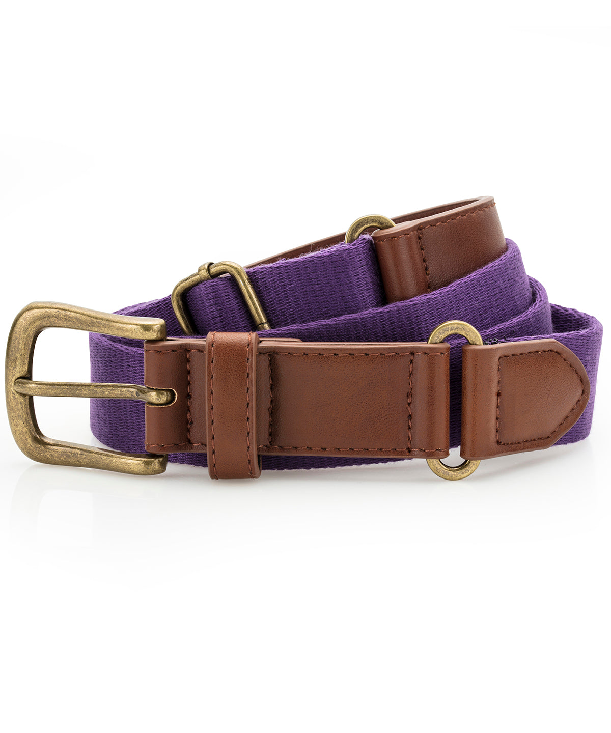 Faux leather and canvas belt