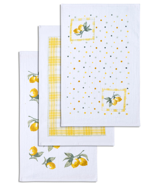 3-pack velour tea towels lemons